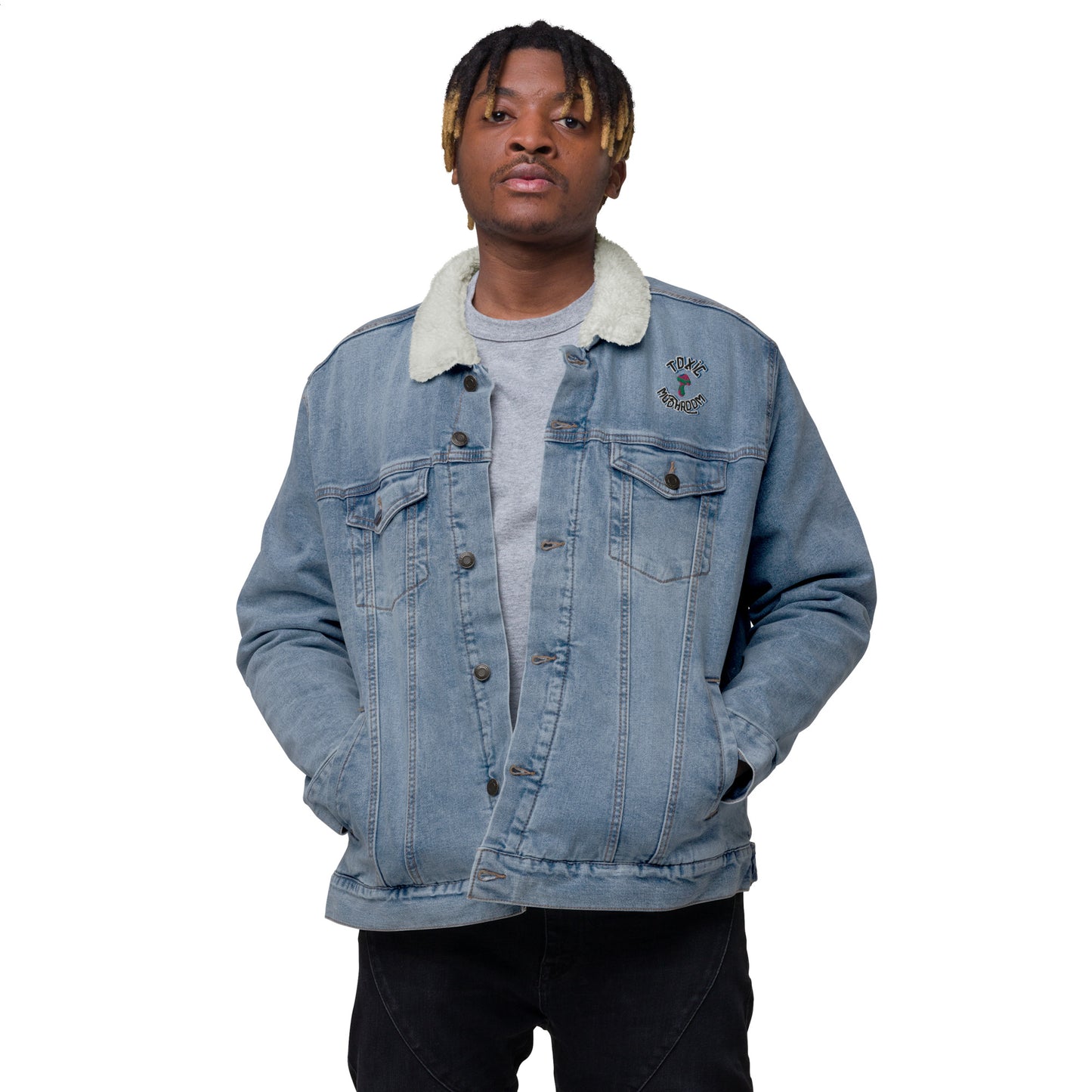 Toxic Cap denim sherpa jacket