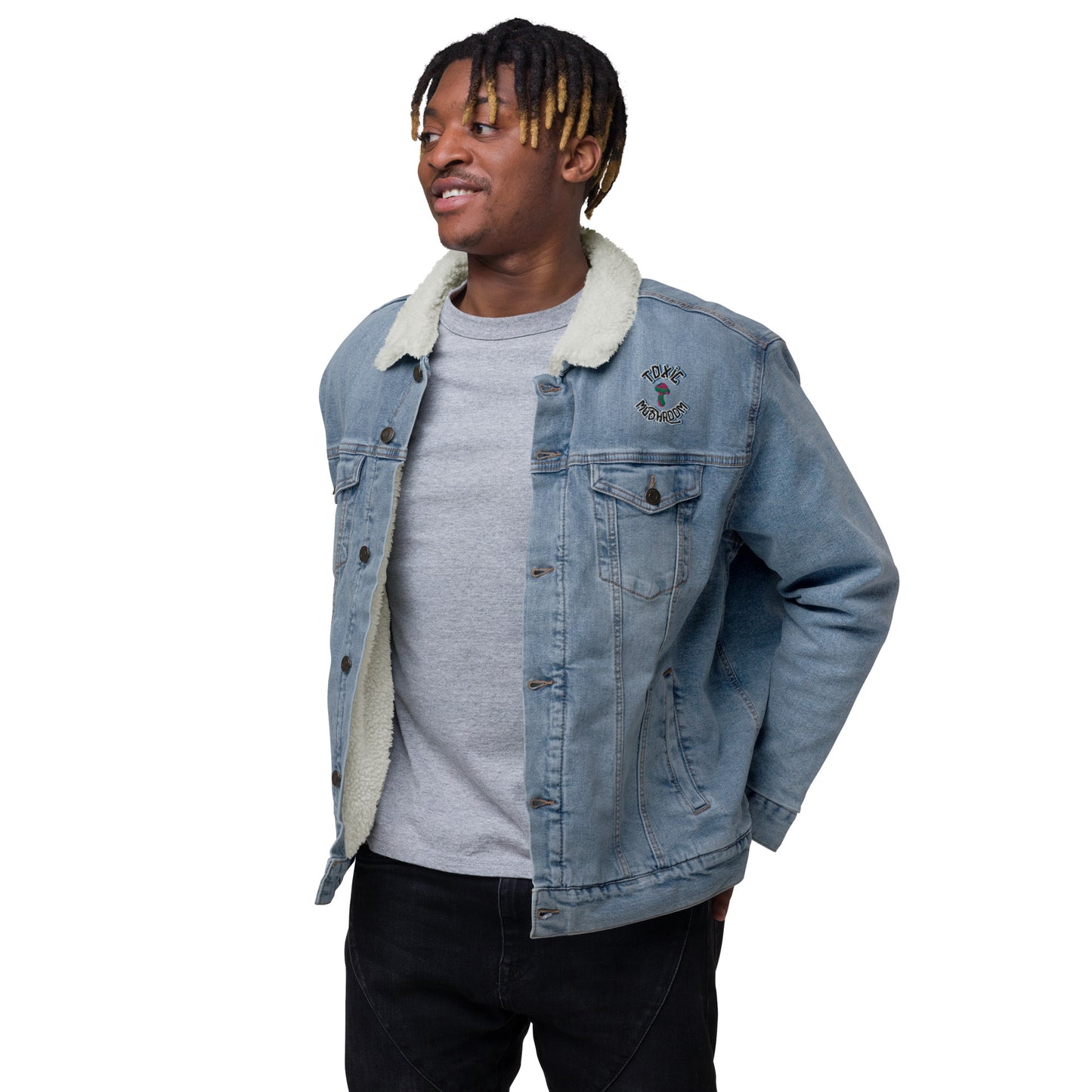 Toxic Cap denim sherpa jacket
